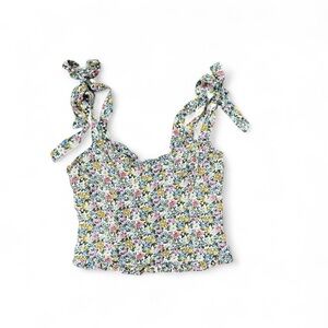 Astr the Label multicoloured floral tie strap crop top Size S
